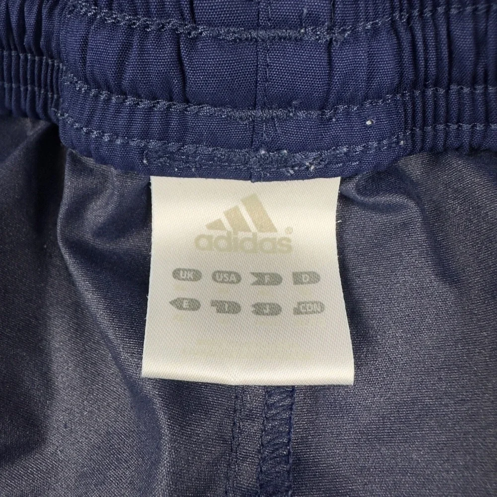 Adidas Vintage 2002 Mens Navy Blue Grey Striped Athletic Training Shorts AGC 003